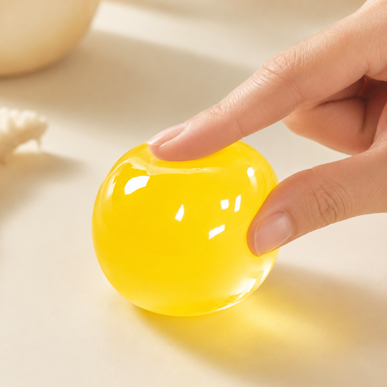 HeyJudee x Tongle Yellow Coconut Oil Squishy Ball